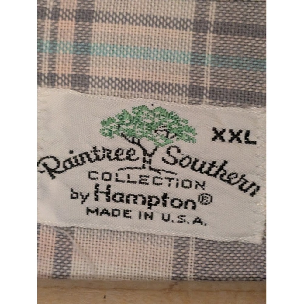 Raintree Southern Collection by Hampton Plaid Button-Up Shirt XXL USA Made - Picture 3 of 3